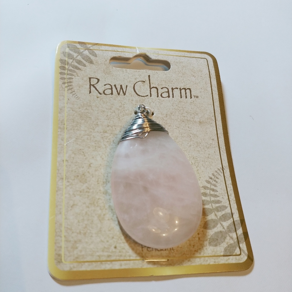 Raw Charm Pale Pink Teardrop Pendant NEW